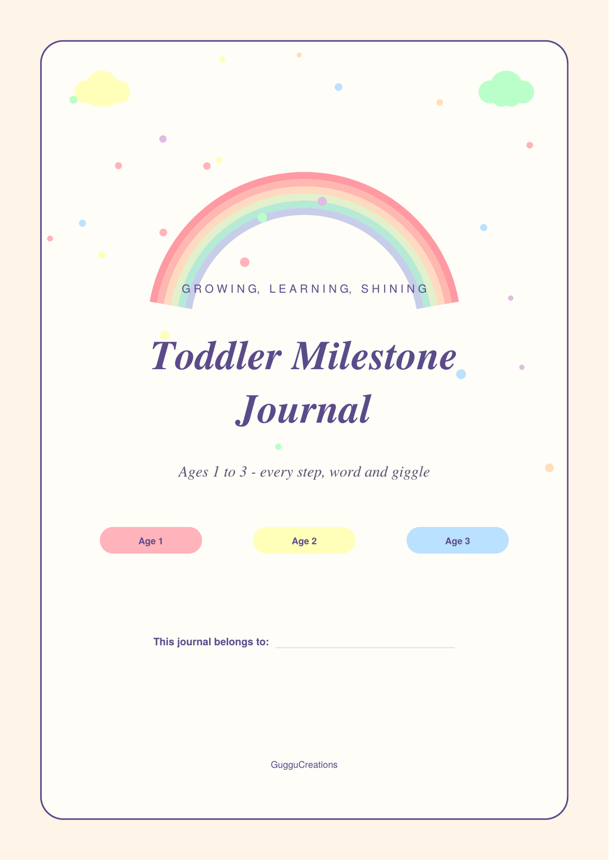 Toddler Milestone Journal - Ages 1 to 3 (Printable PDF)